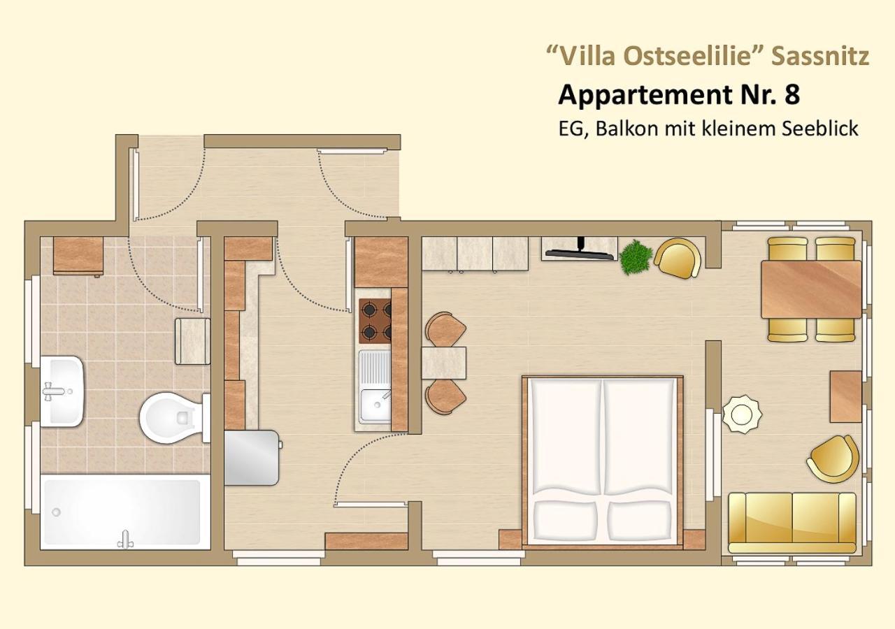 Villa Ostseelilie - Appartements Mit Balkon Und Meerblick Sassnitz Zimmer foto